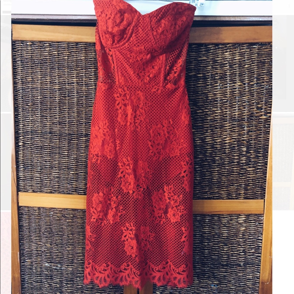 Beautiful red embroidered floral dress lace